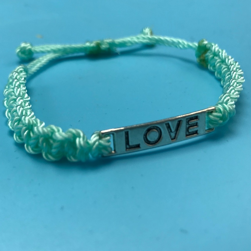 Love Knotted Friendship Bracelet Seafoam Blue